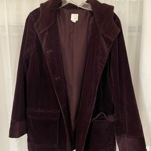 J.Jill heritage tumbled cord, hooded coat - MP (medium petite) - purple